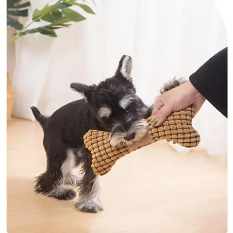 1PCS Dog voice toy, scratch resistant, bite resistant, grinding teeth, plush bone, self soothing and stress relieving tool