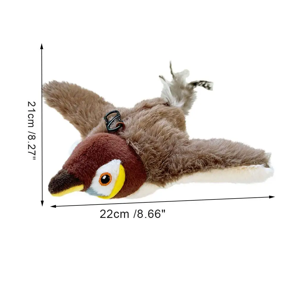 Pet Toy Plush Bite-Resistant and Drop-Proof Flapping Shaky Bird Cat Self-Entertainment Simulated Sparrow Pet Supplies