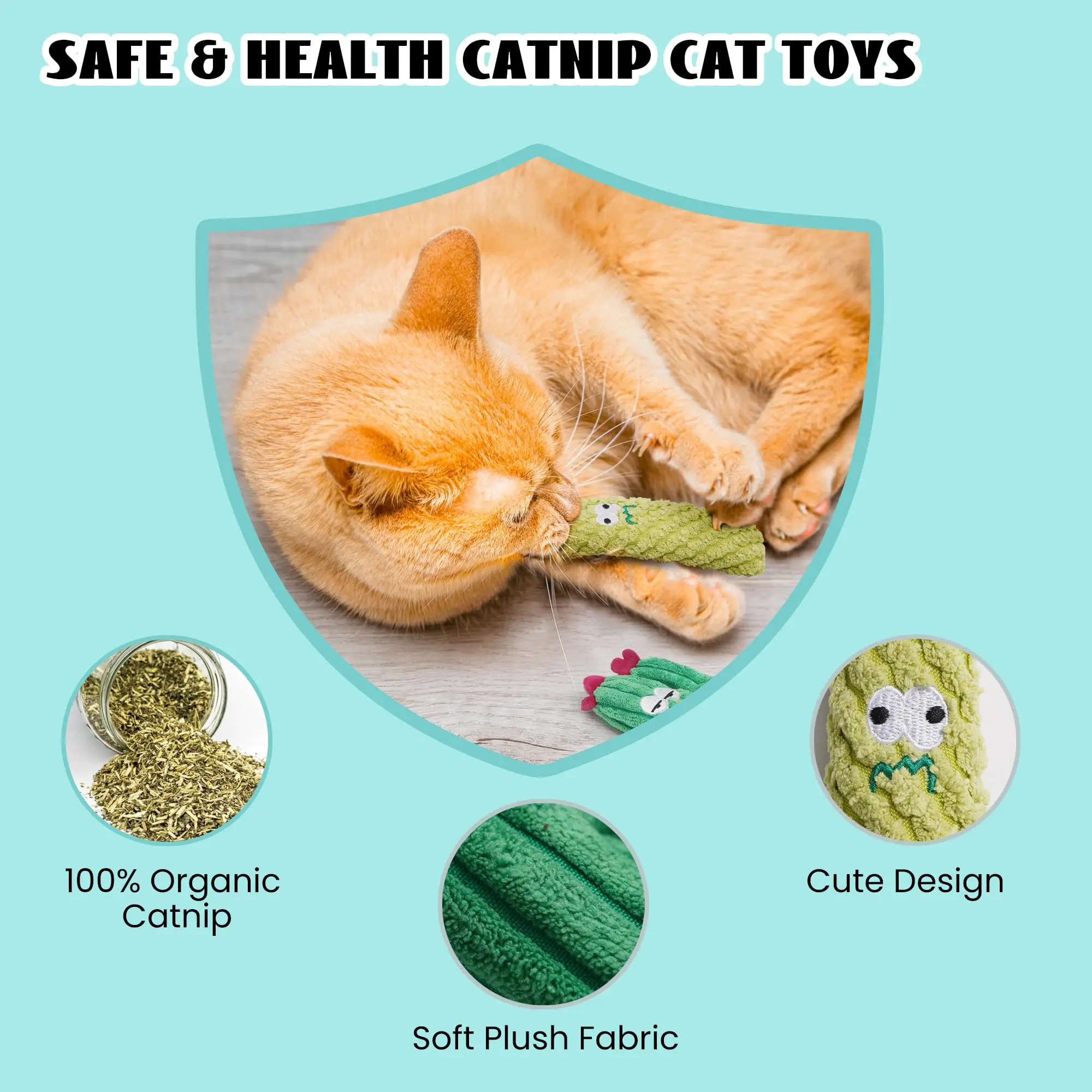 1/5 PCS Cat Toys for Indoor Cats,100% Pure Organic Catnip-Filled Toys Without Cotton,Interactive Cactus Toy for Anxiety Relie