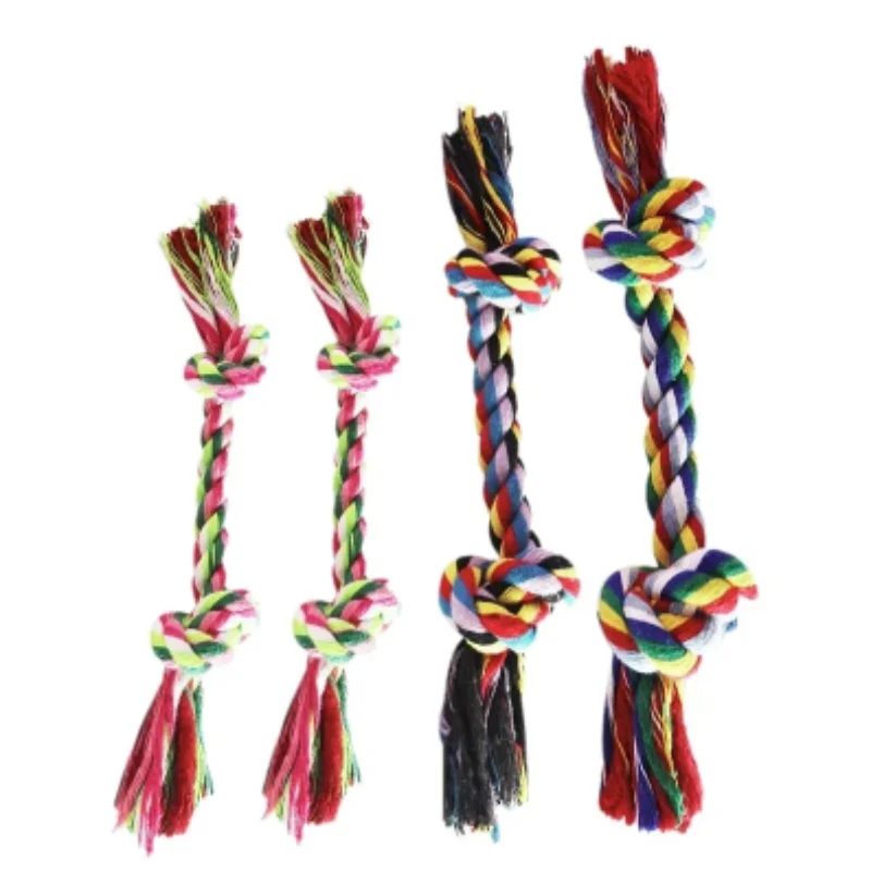 Random Color Cotton Rope Pet Toy for Dogs And Cats Bite Resistant Double Knot Puppy Teething Chew Toy Funny Supplies - Image 7