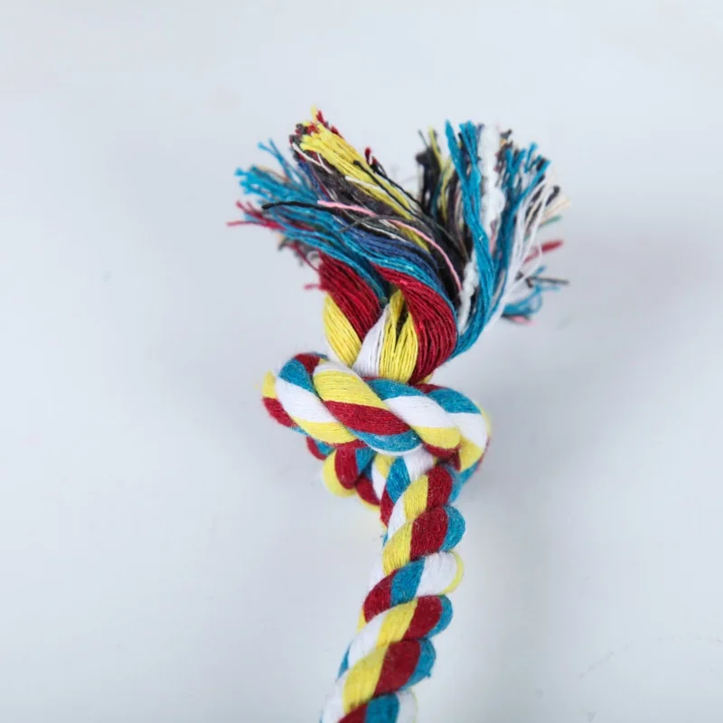 Random Color Cotton Rope Pet Toy for Dogs And Cats Bite Resistant Double Knot Puppy Teething Chew Toy Funny Supplies